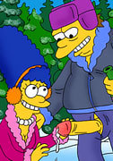 Selma licks Bart Simpson double